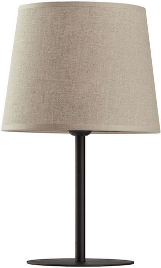 TK Lighting Metall Tischlampe für Fassung E27 mit Beige Schirm und Schwarz Basis