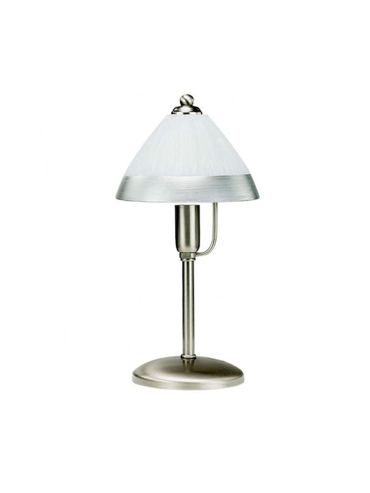 Inlight Metal Table Lamp for Socket E14 with White Shade and Silver Base