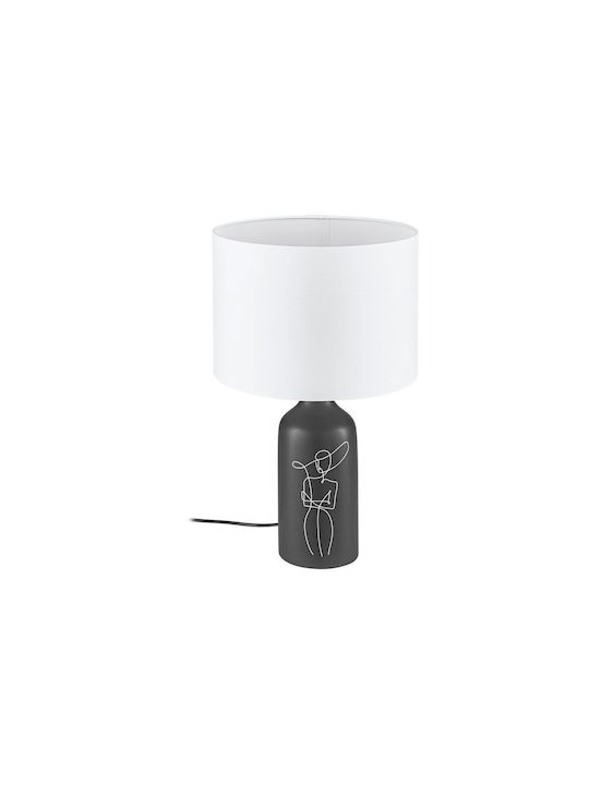 Eglo Vinoza Ceramic Table Lamp for Socket E27 with White Shade and Black Base