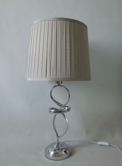 Karvounis Metal Table Lamp with Gray Shade and Silver Base