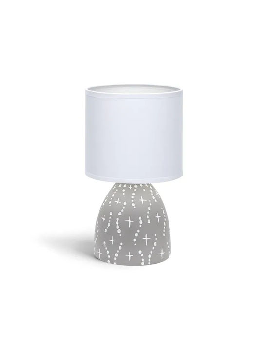 Aigostar SP9 Ceramic Table Lamp for Socket E14 with White Shade and Gray Base