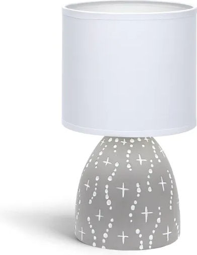 Aigostar SP9 Ceramic Table Lamp for Socket E14 with White Shade and Gray Base
