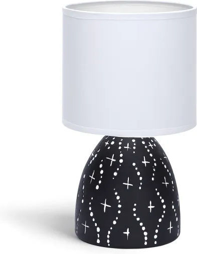 Aigostar SP7 Ceramic Table Lamp for Socket E14 with White Shade and Black Base