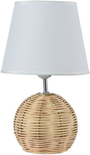 ARlight TLC 6323 Lampă de masă pentru Soclu E27 cu Abajur Alb și Bază Maro
