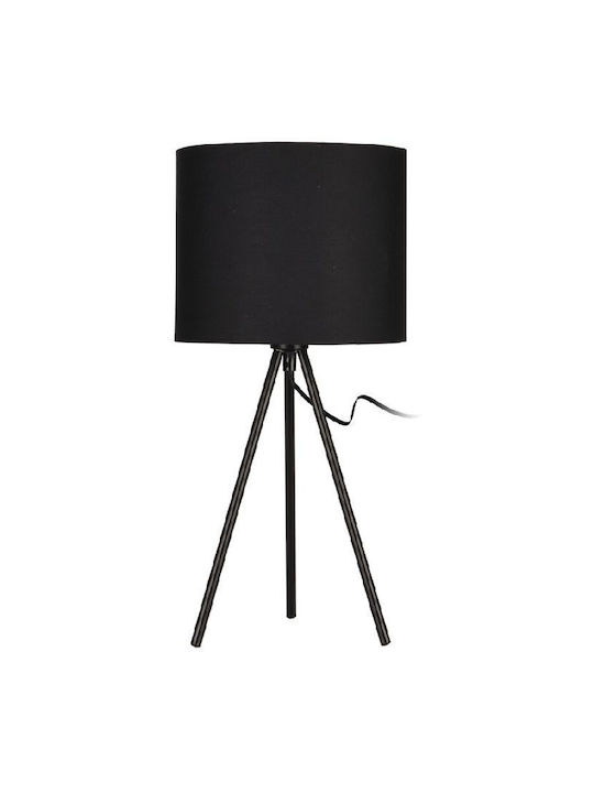 H&S H&S Wood Table Lamp for Socket E14 with Black Shade and Base