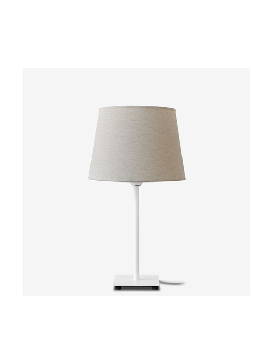 Veis Fabric Table Lamp for Socket E14 with Beige Shade and White Base