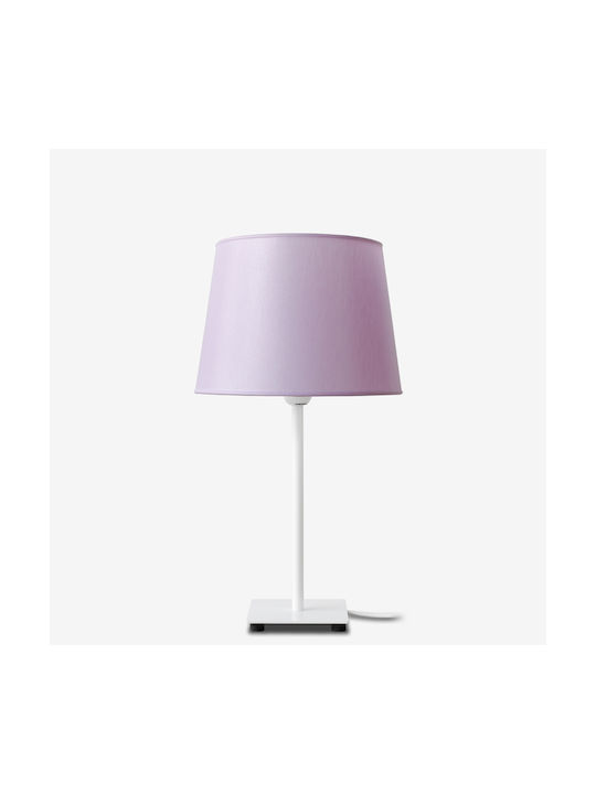 Veis Fabric Table Lamp for Socket E14 with Lilac Shade and White Base