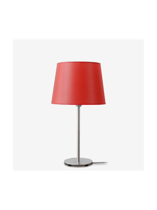 Veis Metal Table Lamp for Socket E14 with Red Shade and Silver Base