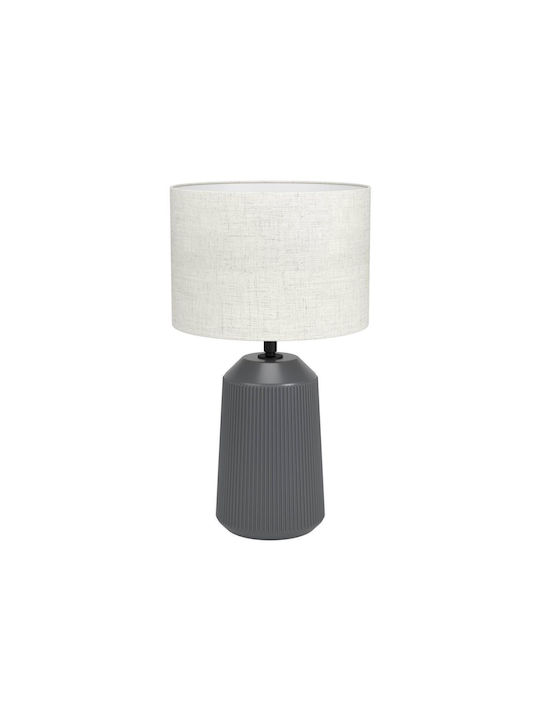 Eglo Ceramic Table Lamp for Socket E27 with White Shade and Gray Base