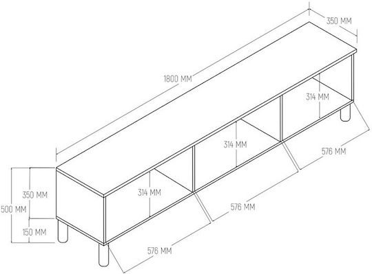 SteweHome TV-Ständer Gelb M180xT35xH50cm
