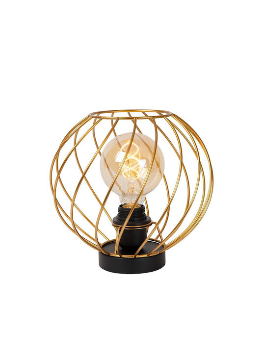 Lucide Lightning Metal Table Lamp for Socket E27 with Gold Shade and Base