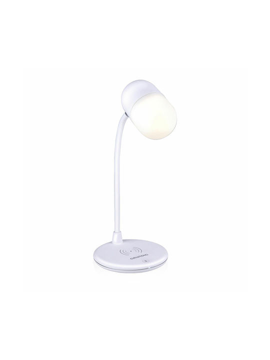 Grundig Plastic Table Lamp LED with White Shade and Base