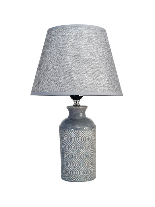 Powertech Ceramic Table Lamp for Socket E27 with Gray Shade and Base