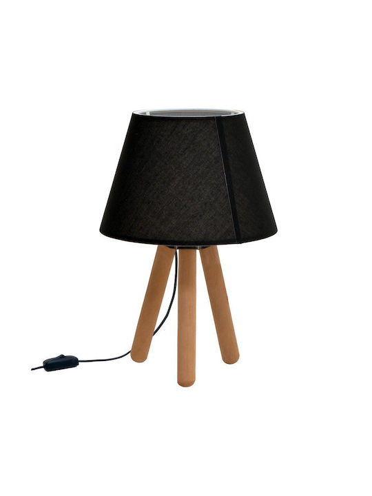 Pakketo PWL-1071 Wood Table Lamp for Socket E27 with Black Shade and Brown Base