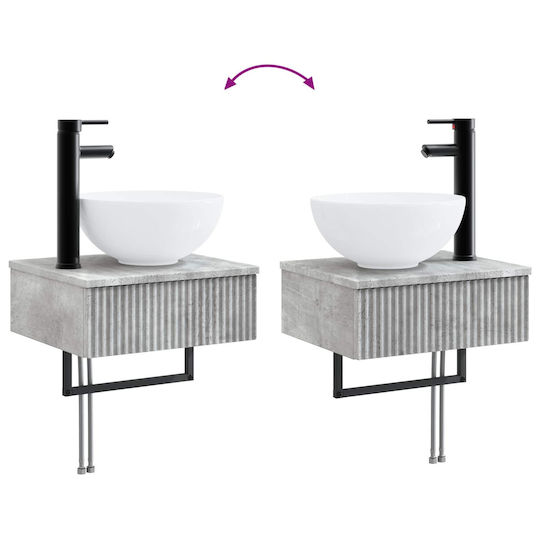 vidaXL Плот за Баня със Смесител 40x35x39 см Сив
