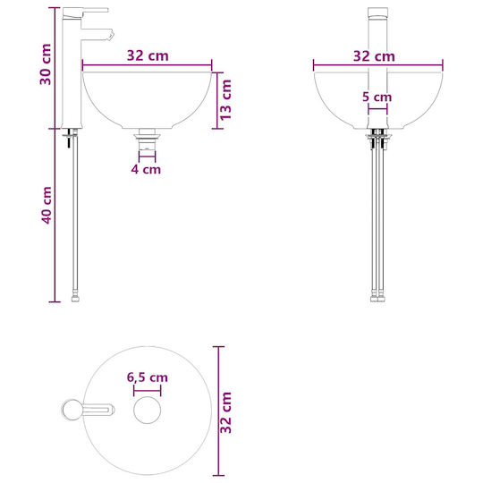 vidaXL Плот за Баня със Смесител 40x35x39 см Сив