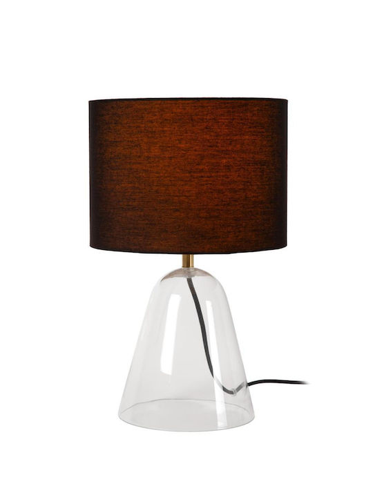 Lucide Lightning Campana Glass Table Lamp for Socket E27 with Brown Shade and Transparent Base