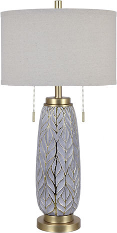 Ceramică Lampă de masă cu Abajur Alb și Bază Argintiu