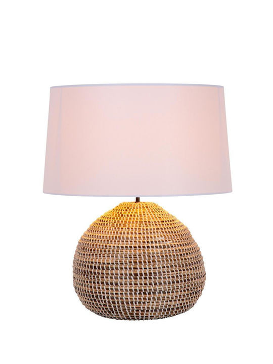Lucide Lightning Table Lamp for Socket E27 with White Shade and Beige Base
