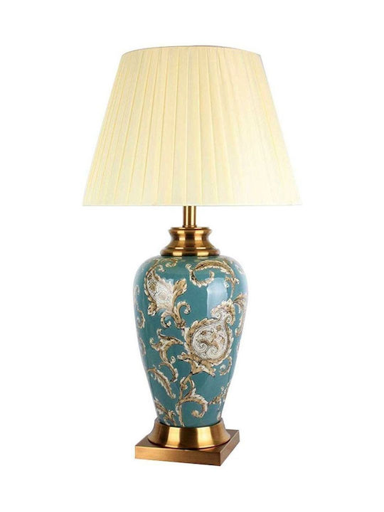 Keramik-Tischlampe Petrol Faltenschirm 20x20x79cm