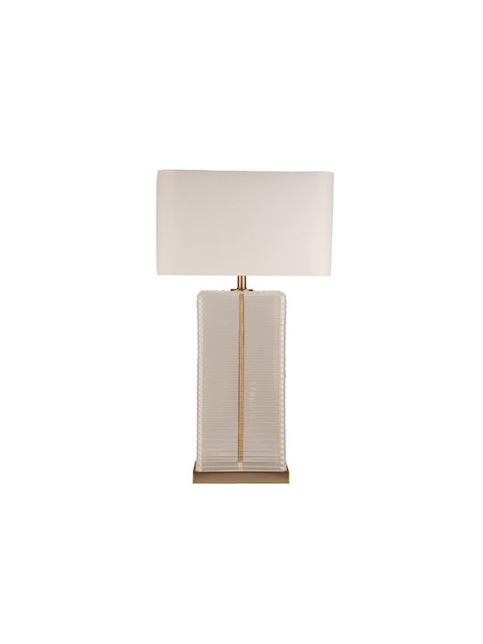 InTheBox Glas Tischlampe mit Weiß Schirm und Transparent Basis