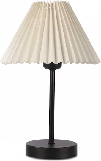 Megapap Fnoi Metal Table Lamp for Socket E27 with Beige Shade and Black Base