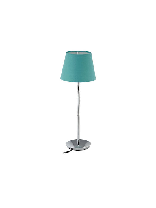 Relaxdays Material Textil Lampă de masă pentru Soclu E14 cu Abajur Turcoaz și Bază Argintiu