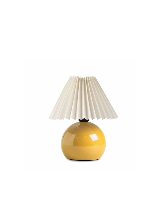 GloboStar Lisbon Metal Table Lamp for Socket E27 with White Shade and Yellow Base