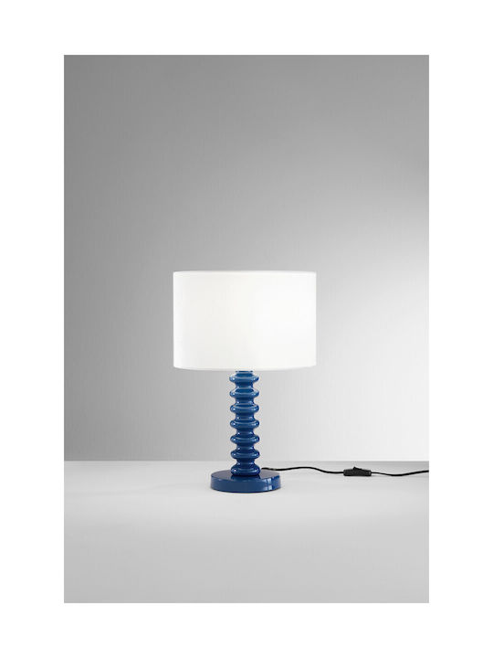 Fan Europe Sultan Metal Table Lamp with White Shade and Blue Base