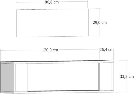 Multicolour TV Stand L120xD26xH33cm
