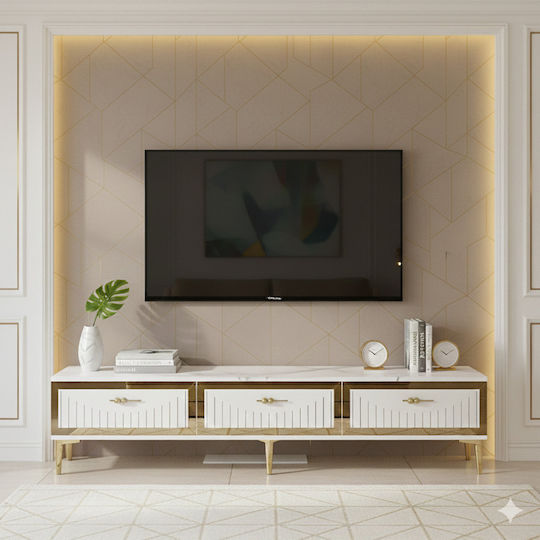 Έπιπλο Τηλεόρασης Χρυσό Μ180xΠ30xΥ41cm