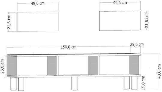 Multicolour TV Stand L150xD30xH41cm