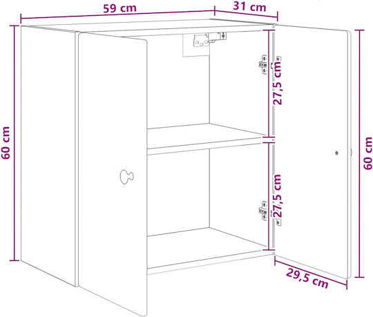 Dulap Suspendat Negru 59x31x60 cm
