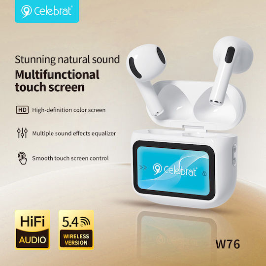 Celebrat W76 Ohrstöpsel Bluetooth Kopfhörer mit Ladekoffer Weiße