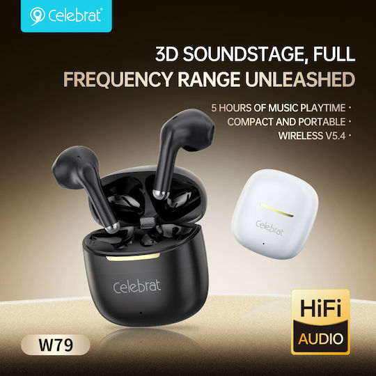 Celebrat W79 Earbud Bluetooth Handsfree Ακουστικά με Θήκη Φόρτισης Λευκά