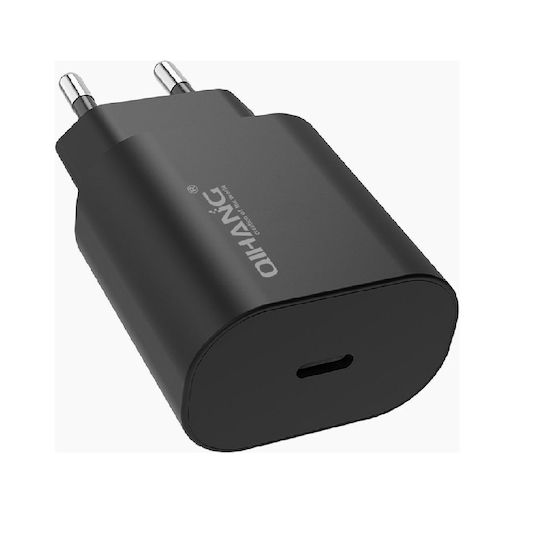 QIHANG Φορτιστής με Θύρα USB-C και Καλώδιο USB-C - USB-C 25W Power Delivery Μαύρος (Z80-A)
