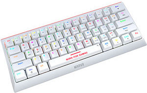 Marvo 61R Гейминг Механична Клавиатура 60% с Custom Red Суичове и RGB Осветление (Английски US) Бяла
