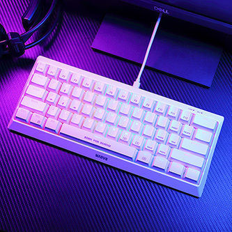 Marvo 61R Гейминг Механична Клавиатура 60% с Custom Red Суичове и RGB Осветление (Английски US) Бяла