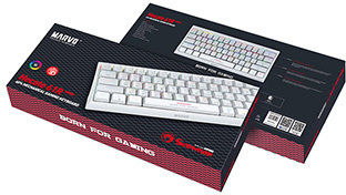 Marvo 61R Гейминг Механична Клавиатура 60% с Custom Red Суичове и RGB Осветление (Английски US) Бяла