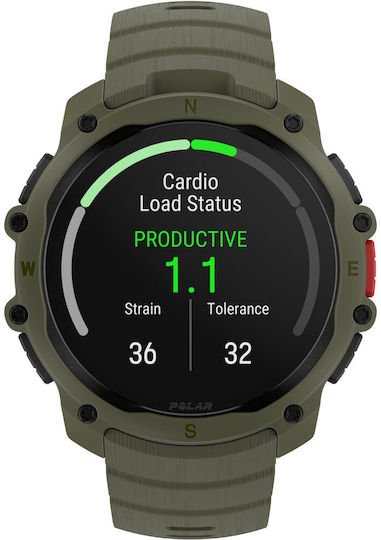 Polar Street X 45mm Waterproof Smartwatch with Heart Rate Monitor Forest Green