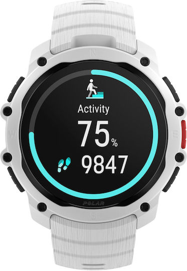 Polar Street X 45mm Αδιάβροχο Smartwatch με Παλμογράφο (Snow White)
