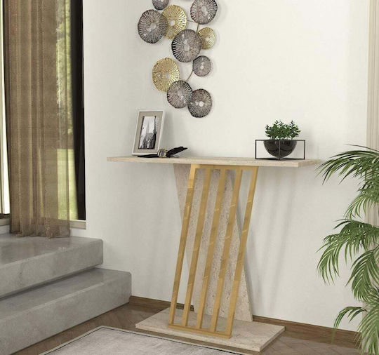 Κονσόλα Ξύλινη Χρυσό Μ90xΠ60xΥ77εκ.