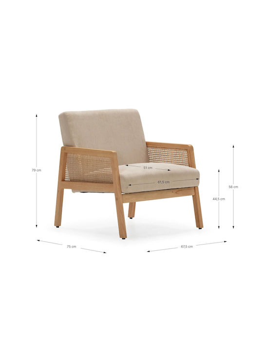 Debra Πολυθρόνα Beige 76.5x68x78cm