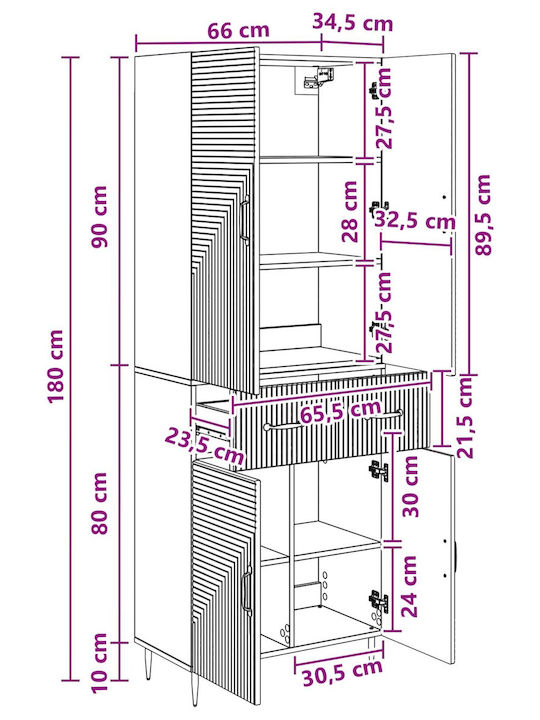 vidaXL Στήλη Ντουζ χωρίς Μπαταρία 66cm Γκρι