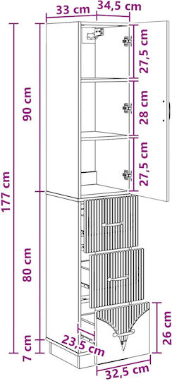 Dulap De Depozitare Metalic Cu 2 Sertare M33xL34.5xÎ87cm