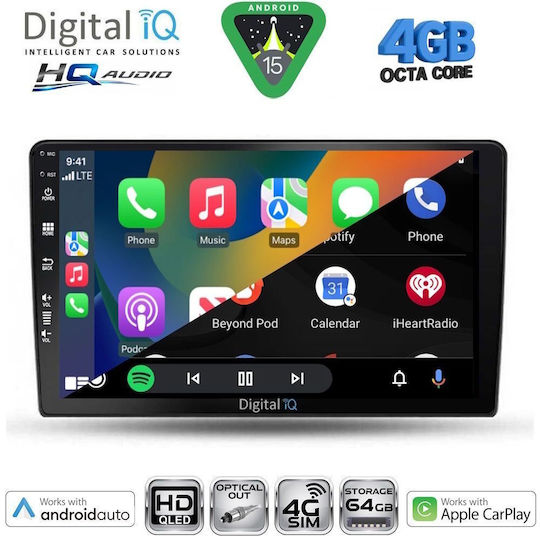 Digital IQ Car Audio System for Toyota Highlander 2014-2019 Bluetooth USB WiFi GPS Apple CarPlay Android Auto with 10" Touch Screen