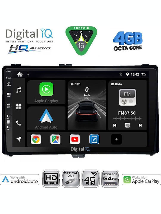 Digital IQ Car Audio System for Toyota Highlander 2014-2019 Bluetooth USB WiFi GPS Apple CarPlay Android Auto with 10" Touch Screen