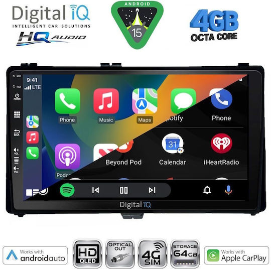 Digital IQ Car Audio System for Toyota Highlander 2014-2019 Bluetooth USB WiFi GPS Apple CarPlay Android Auto with 10" Touch Screen