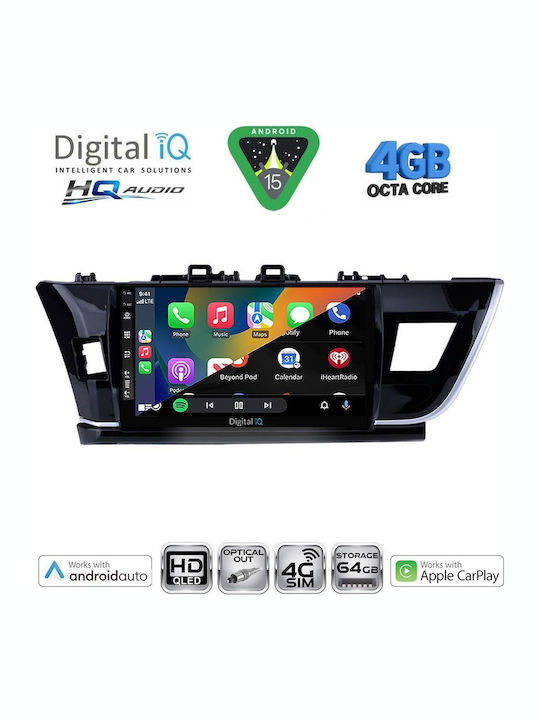 Digital IQ Car Audio System for Toyota Corolla 2013-2016 (Bluetooth/USB/WiFi/GPS/Apple CarPlay/Android Auto) with 10" Touch Screen