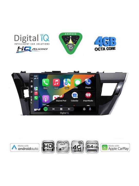 Digital IQ Car Audio System for Toyota Corolla 2013-2016 (Bluetooth/USB/WiFi/GPS/Apple CarPlay/Android Auto) with 10" Touch Screen